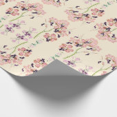 Papier Cadeau Illustration florale d'orchidées à taches roses et (Coin)
