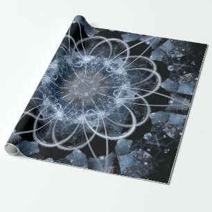 Papier Cadeau Illustration fractale informatique de l'hiver gris