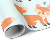 Papier Cadeau Illustration graphique des renards orange mignons (Coin rond)