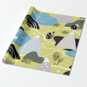 Papier Cadeau Illustration graphique scandinave transparente mot