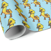 Papier Cadeau Illustration jaune mignon Canards de Pâques (Coin rond)