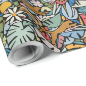 Papier Cadeau Illustration moderne de la jungle de Tiki au milie (Coin rond)