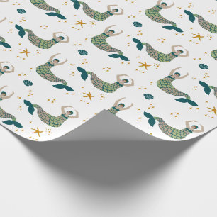 Papier Cadeau Illustration moderne de sirène à cheveux courts