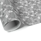 Papier Cadeau illustration motif de doodles (Coin rond)