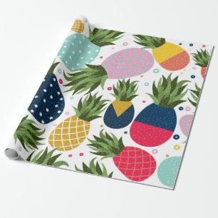 Papier Cadeau Illustration motif sans ananas, colorée