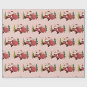 Papier Cadeau Illustration Père Noël moderne rose Noël Ho Ho (Plat)