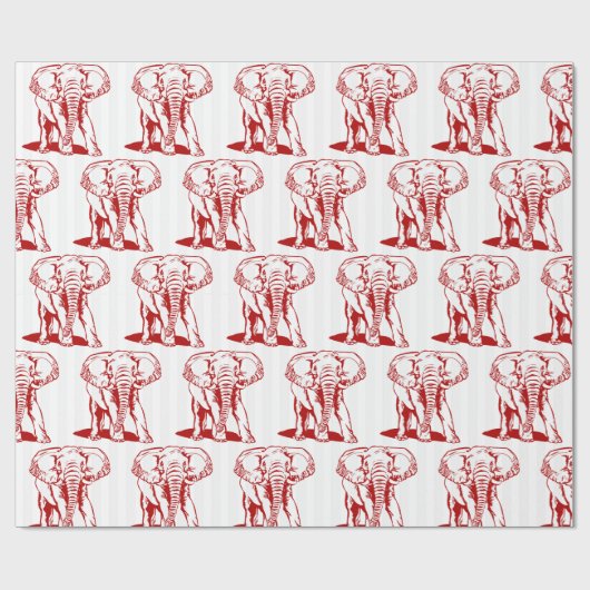 Papier Cadeau Illustration Red Elephant (Plat)