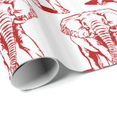 Papier Cadeau Illustration Red Elephant (Coin rond)