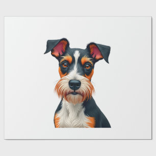 Papier Cadeau Illustration Rétro de Portrait de Chien Coloré Vin