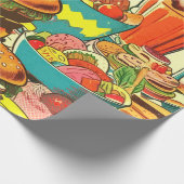 Papier Cadeau Illustration Retro Food Comic (Coin)