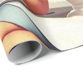 Papier Cadeau Illustration Retro Nurse (Coin rond)