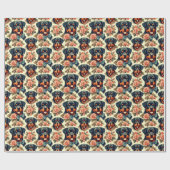 Papier Cadeau Illustration Retro Rottweiler (Plat)