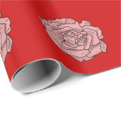 Papier Cadeau Illustration rose sur arrière - plan rouge (Coin rond)