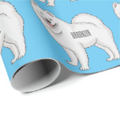 Papier Cadeau Illustration Samoyed dog (Coin rond)
