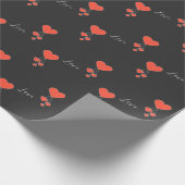 Papier Cadeau Illustration simple avec coeur écarlate Amour (Coin)