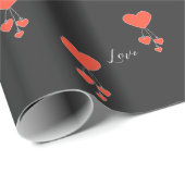 Papier Cadeau Illustration simple avec coeur écarlate Amour (Coin rond)