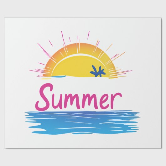 Papier Cadeau Illustration Sunset Summer Beach (Plat)