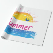 Papier Cadeau Illustration Sunset Summer Beach (Déroulé)