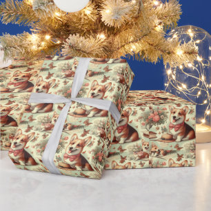 Papier Cadeau Illustration vintage de Corgi Cardigan gallois