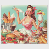 Papier Cadeau Illustration vintage de l'alimentation (Plat)