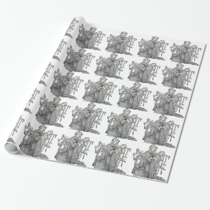 Papier Cadeau Illustration vintage de Noël de père