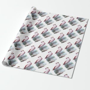 Papier Cadeau Illustration Vintage du Flamant rose Puna