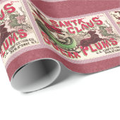 Papier Cadeau Illustration Vintage du Père Noël (Coin rond)