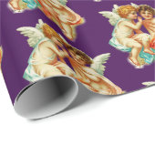 Papier Cadeau Illustration vintage Ephemera Angel Cherubs (Coin rond)