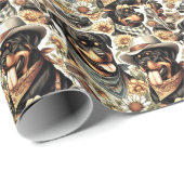 Papier Cadeau Illustration vintage sans fil (Coin rond)