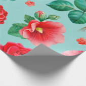 Papier Cadeau Illustrations aquarelles de fleurs rouges. Inséabl (Coin)