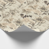 Papier Cadeau illustrations botaniques vintages et dactylographi (Coin)