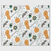 Papier Cadeau Illustrations de Doodles d'Halloween Citrouille mi (Plat)