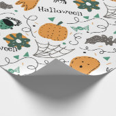 Papier Cadeau Illustrations de Doodles d'Halloween Citrouille mi (Coin)