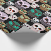 Papier Cadeau Illustrations de hiboux mignons motif (Coin)