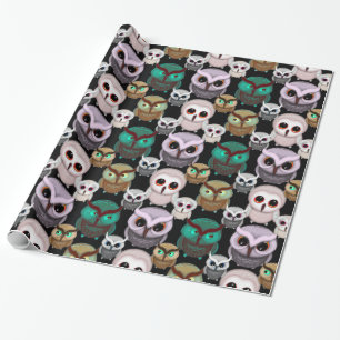Papier Cadeau Illustrations de hiboux mignons motif
