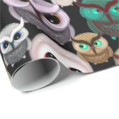 Papier Cadeau Illustrations de hiboux mignons motif (Coin rond)