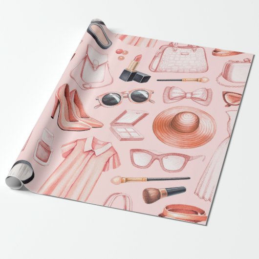Papier Cadeau Illustrations de mode. Motif transparent (Déroulé)