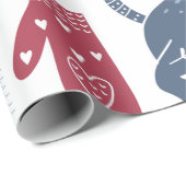 Papier Cadeau Illustrations de Noël Gris Moderne Enveloppement P (Coin rond)