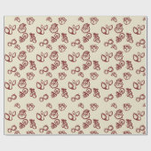 Papier Cadeau Illustrations de Noël rouge papier d'enveloppement (Plat)