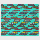 Papier Cadeau Illustrations des bateaux à canaux et des bateaux  (Plat)