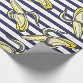 Papier Cadeau Illustrations mignonnes de banane sur des rayures (Coin)