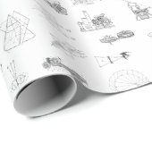 Papier Cadeau Illustrations scientifiques vintages Motif noir bl (Coin rond)