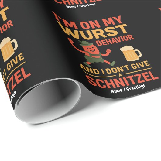 Papier Cadeau I'm On My Wurst Behavior Funny Oktoberfest Lover  (Coin rond)