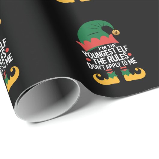 Papier Cadeau I'm The Youngest Elf Matching Family Christmas (Coin rond)