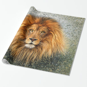 Papier Cadeau Image d'art de peinture de photographie de lion