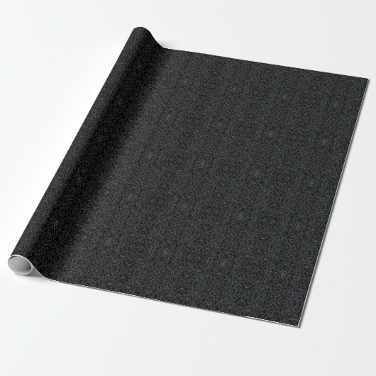 Papier Cadeau Image Miroir Abstraite Chaînée Grise Sur Fond Noir (Déroulé)