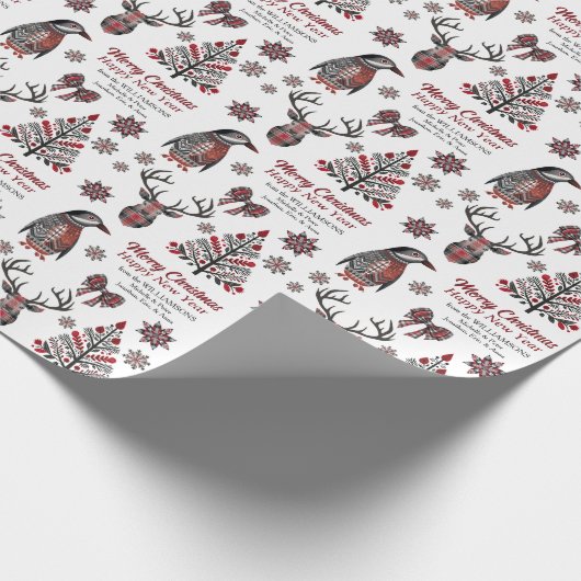 Papier Cadeau Images de Noël de Boho Plaid (Coin)