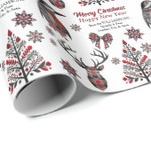 Papier Cadeau Images de Noël de Boho Plaid (Coin rond)