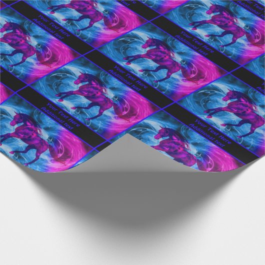 Papier Cadeau Imaginaire à cheval noir galopant Personnalisé (Coin)