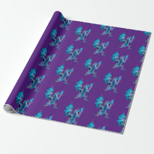 Papier Cadeau Imaginaire Blue Fire Dragon violet